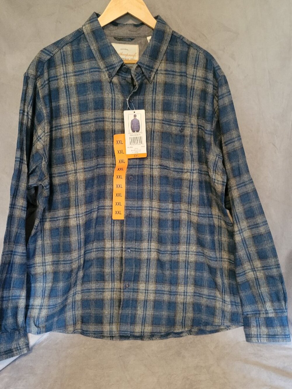 Weatherproof Vintage Men's Blue Plaid Flannel Button-Up Shirt Long Sleeve XXL